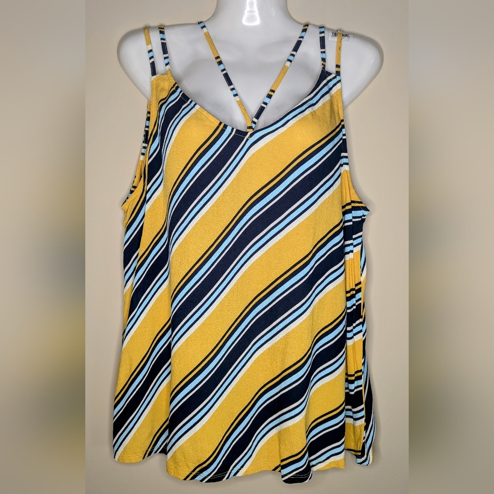 Maurice's Yellow/Navy Striped Strappy Tank